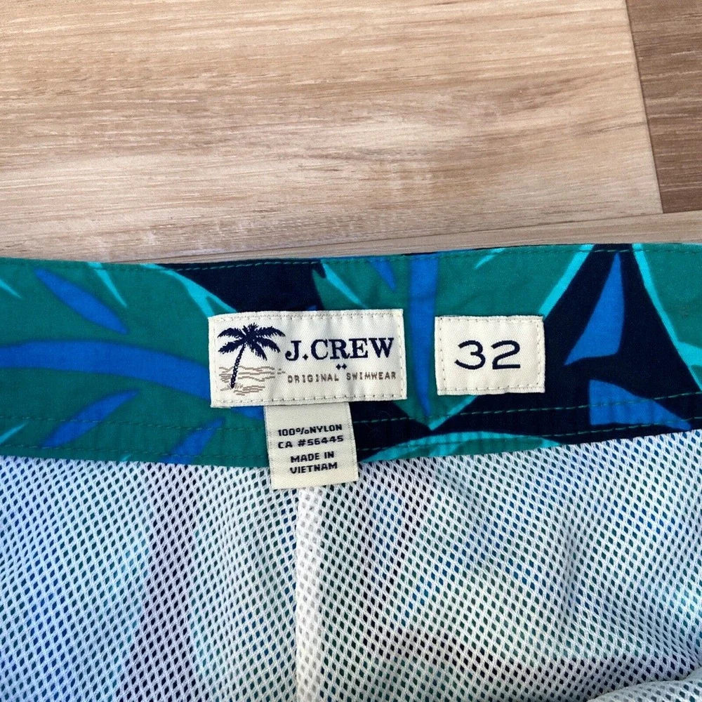 J Crew Mens Swim Trunks 32 Floral Hula Aloha Lined Drawstring